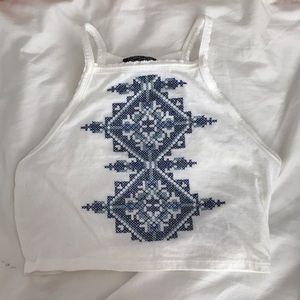 Topshop Embroidered Crop Top